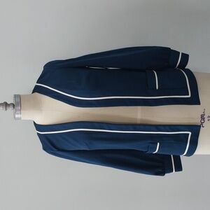 Vintage 80s 90s Act 3 Women's Blue Long Sleeve Polyester Cardigan- Size M